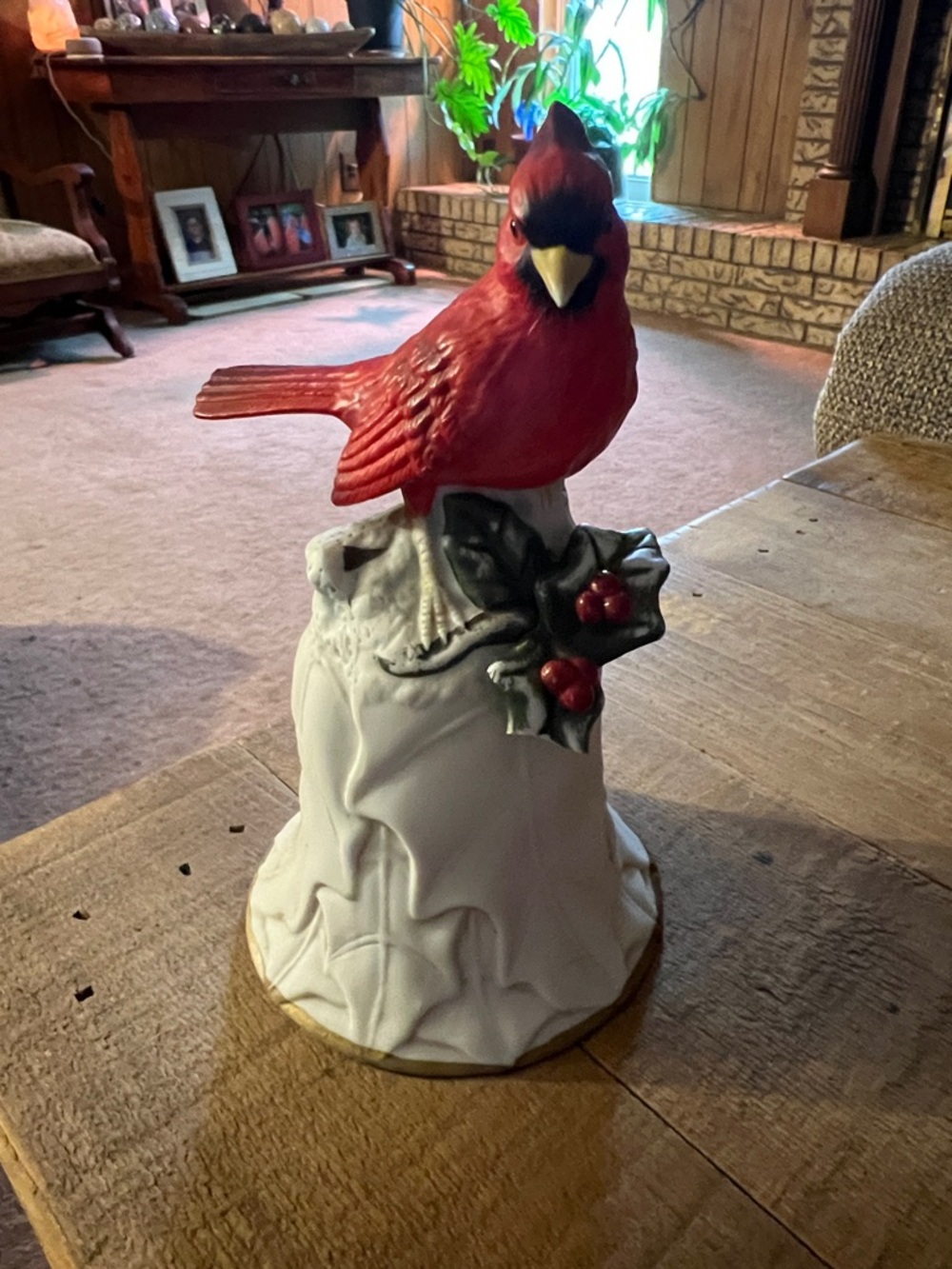 2000 Avon Vintage White Ceramic Bell With Red Cardinal Collectible